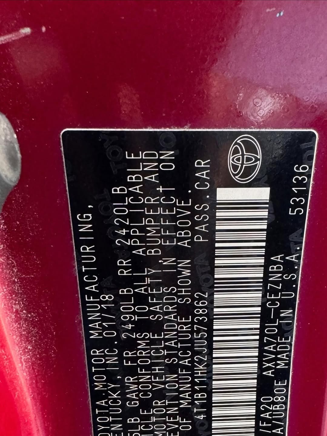 2018 Toyota Camry: Perfect Condition, Duty Paid!