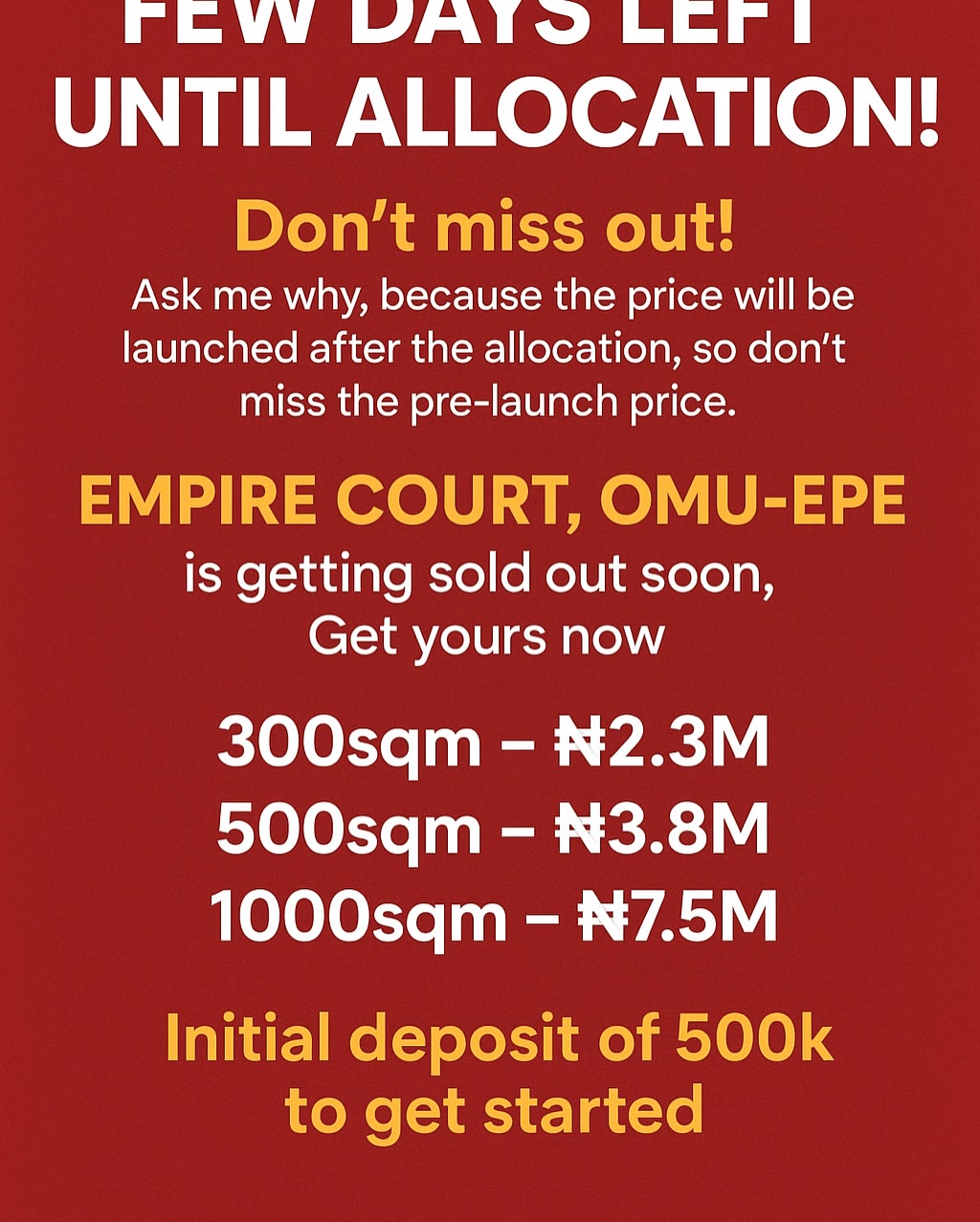 Secure Your Plot at Empire Court Omu-Epe Before Price Hike!