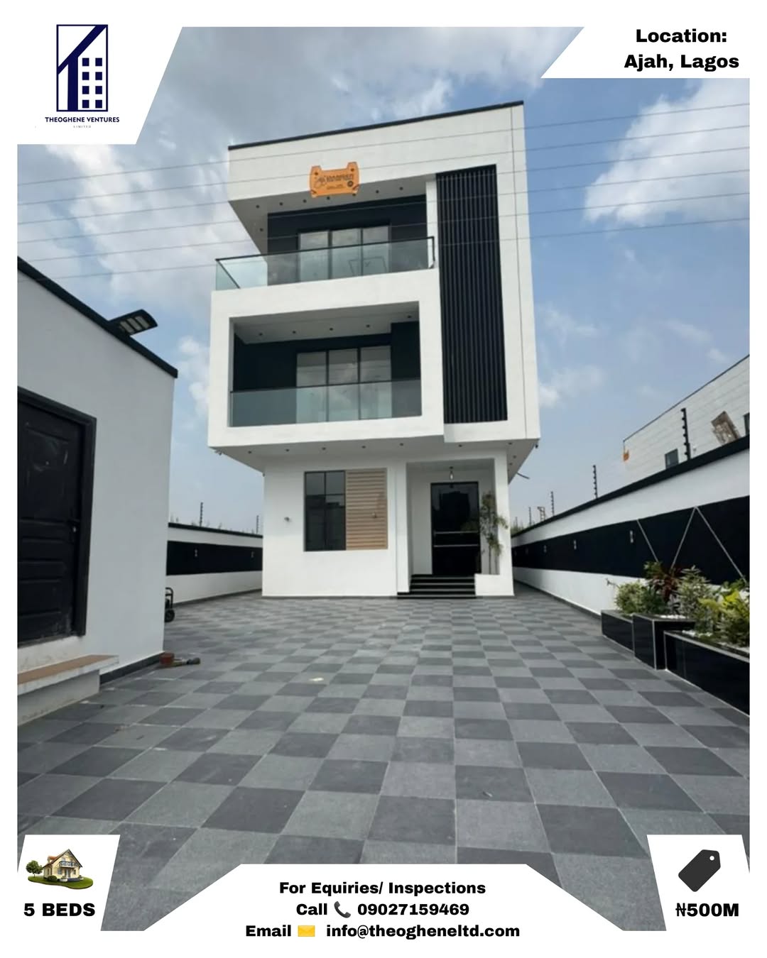 Stunning 5-Bed Duplex with Cinema & Pool in Ajah