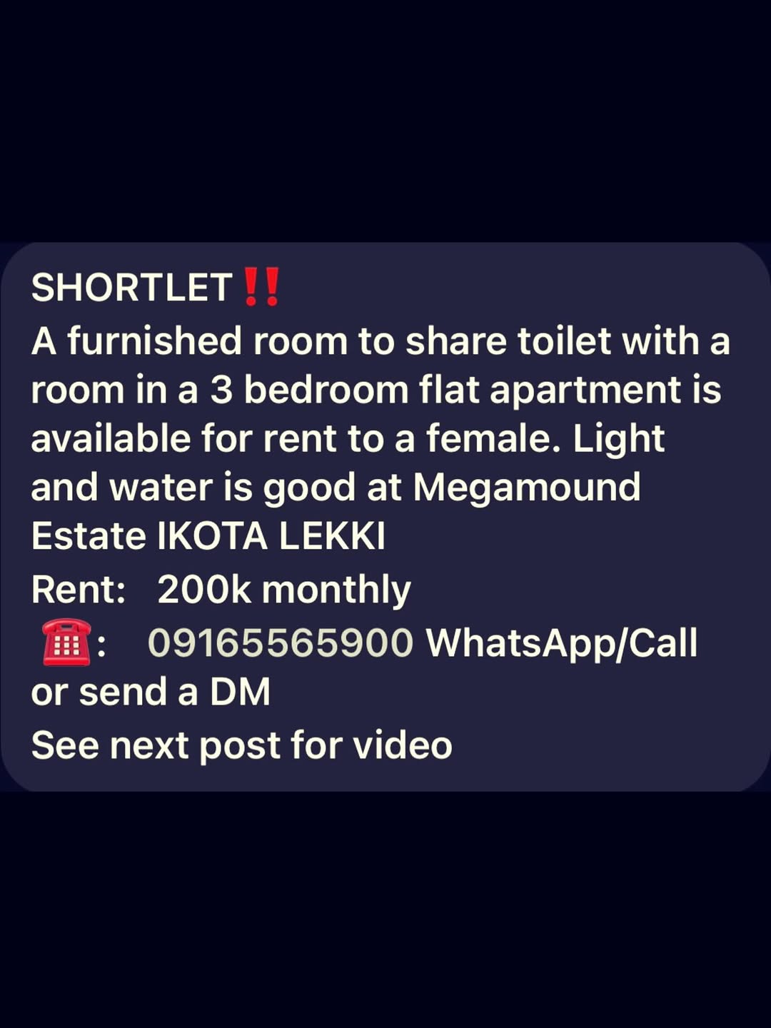 Exclusive Female Shortlet in Lekki’s Heart