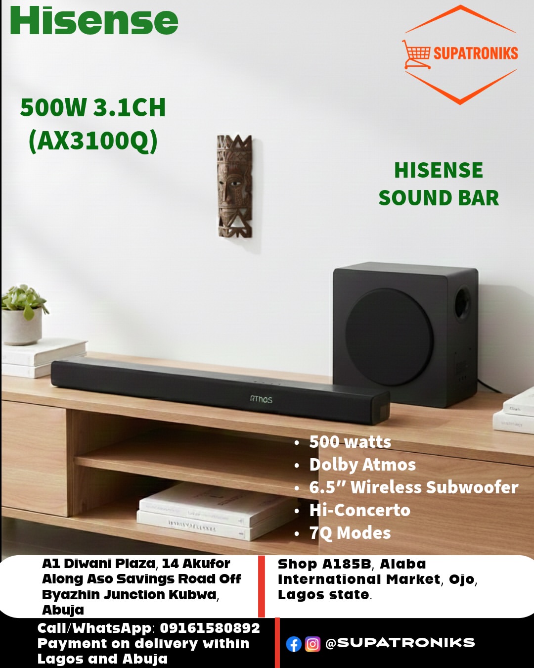 Experience Cinema Sound: Hisense Soundbar with Booming Bass