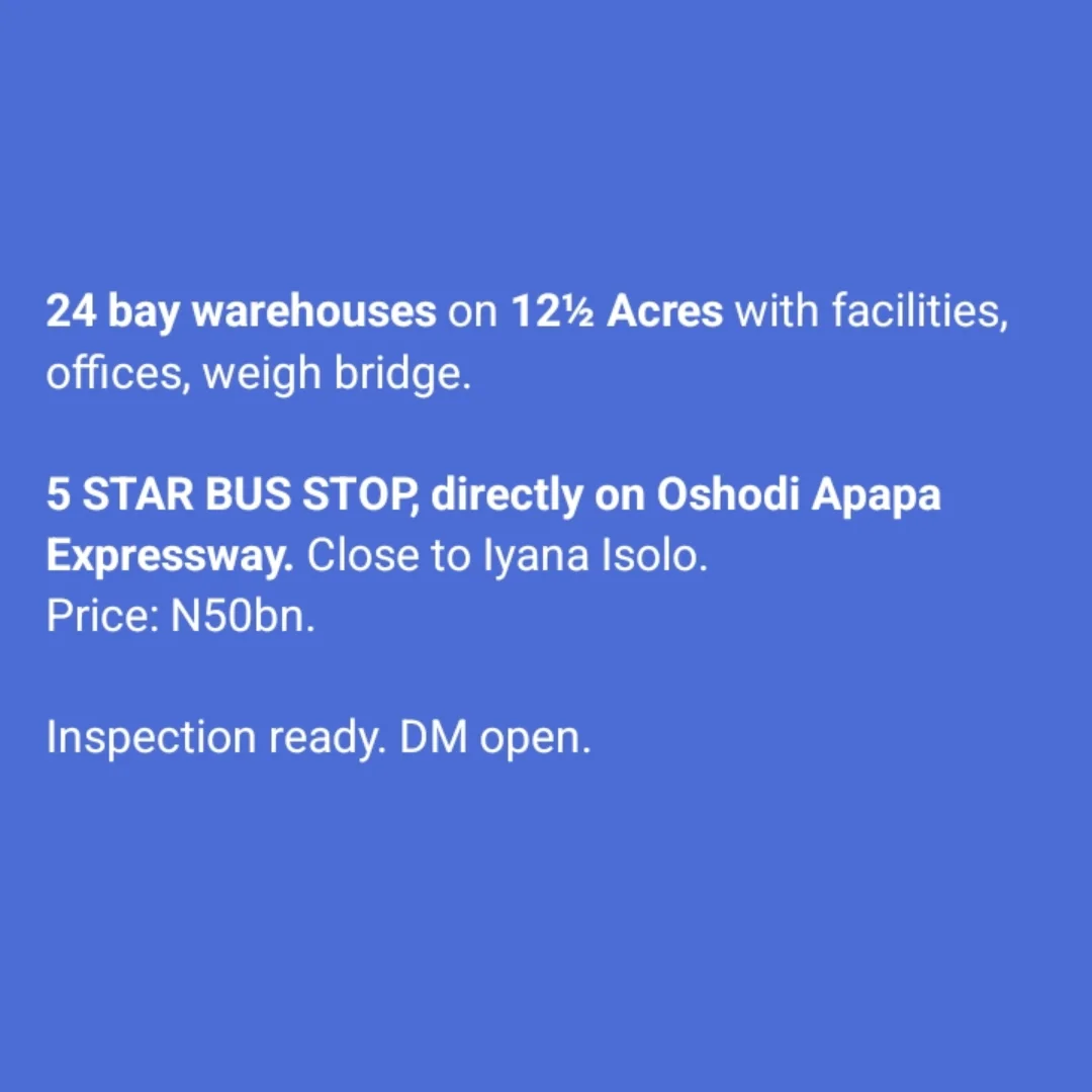 Prime 24-Bay Warehouses on 12½ Acres, Oshodi-Apapa Expressway