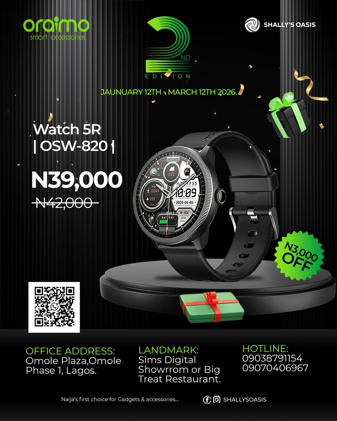 ORAIMO Watch 5R: 10-Day Power & AMOLED Style
