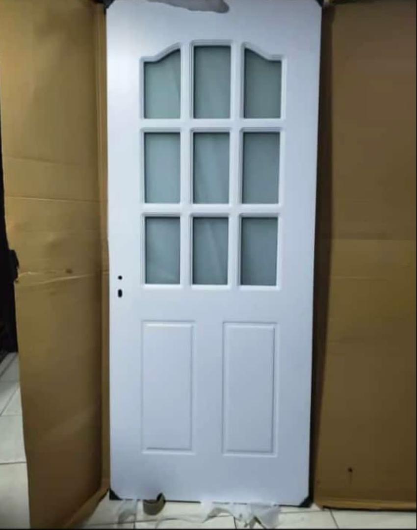 Secure Elegance: Light-Filled Wooden Doors