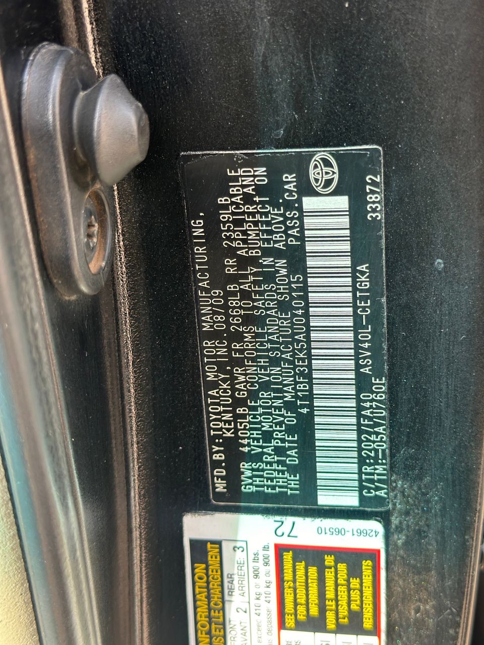 2010 Black Camry: Unbeatable Value at 12.2M