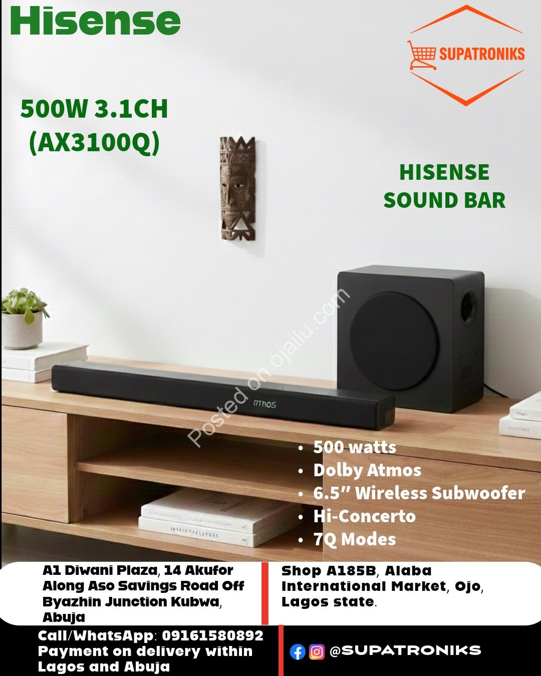 Experience Cinema Sound: Hisense Soundbar with Booming Bass