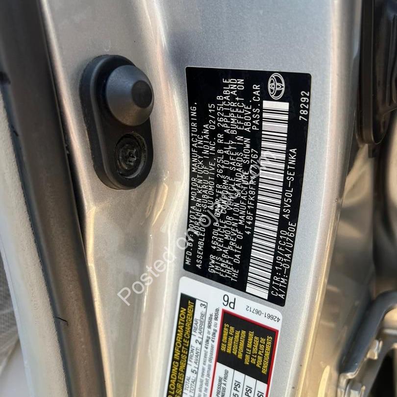 2015 Camry LE: Duty-Paid Luxury at N14.8m in Abuja