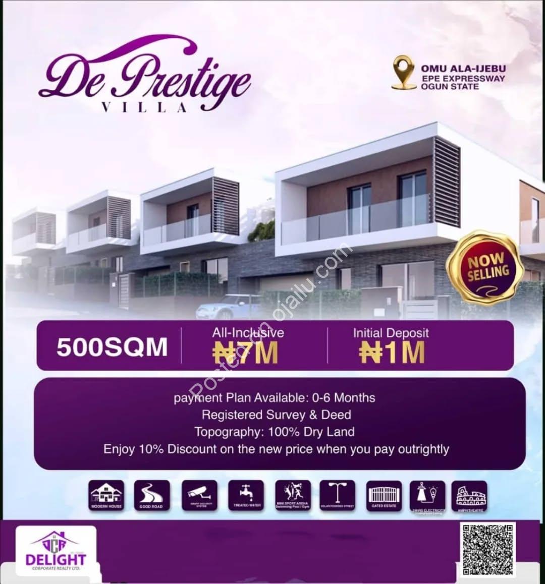 Own Your Future at De Prestige Villa Estate