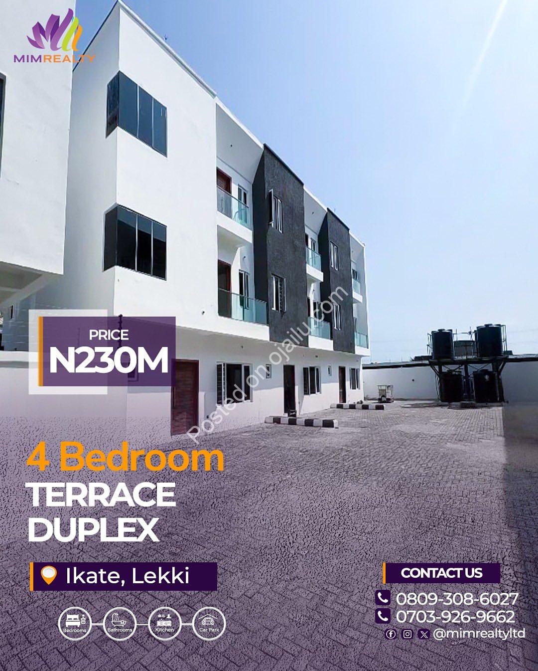 Spacious 4-Bed Duplex in Secure Ikate Estate