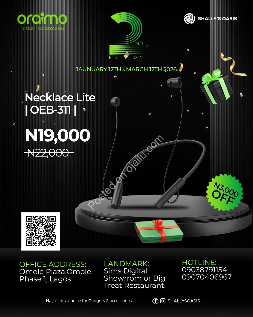 Oraimo Necklace Lite: Premium Sound, Zero Stress, All-Day Comfort