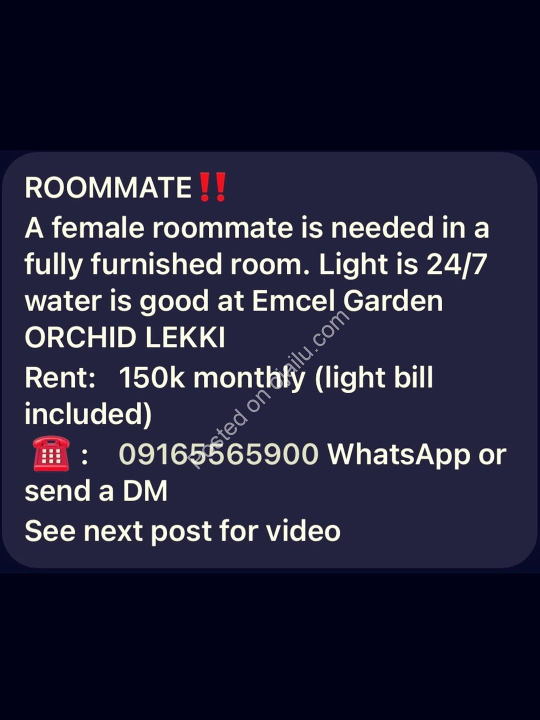 Fully Furnished Room in Orchid Lekki – 150k All-Inclusive!
