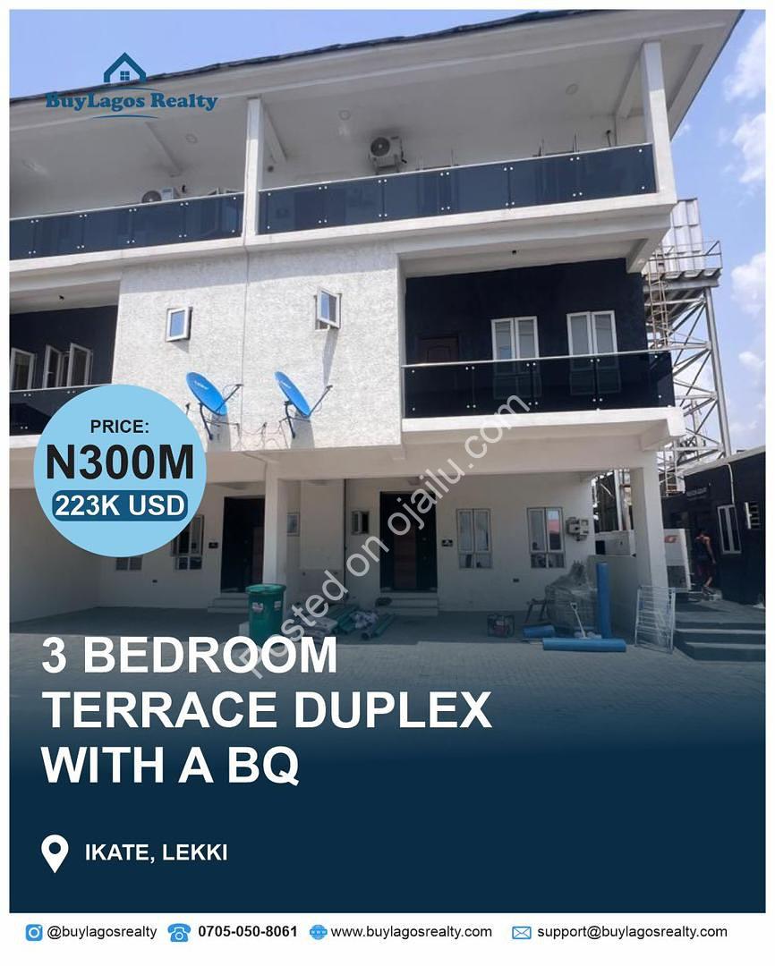 Spacious 3-Bed Terrace Duplex with BQ in Prime Ikate, Lekki
