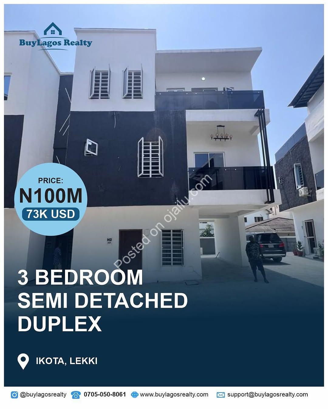 Luxury Ikota Haven: 3-Bed Poolside Duplex
