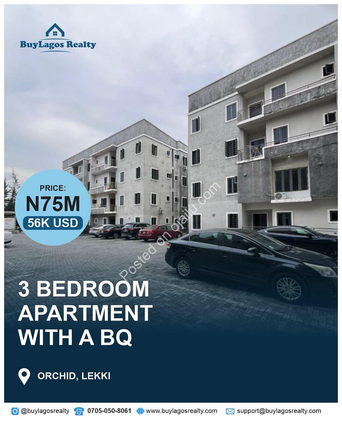 Lekki Luxury: 3-Bedroom Apartment with BQ & Pool