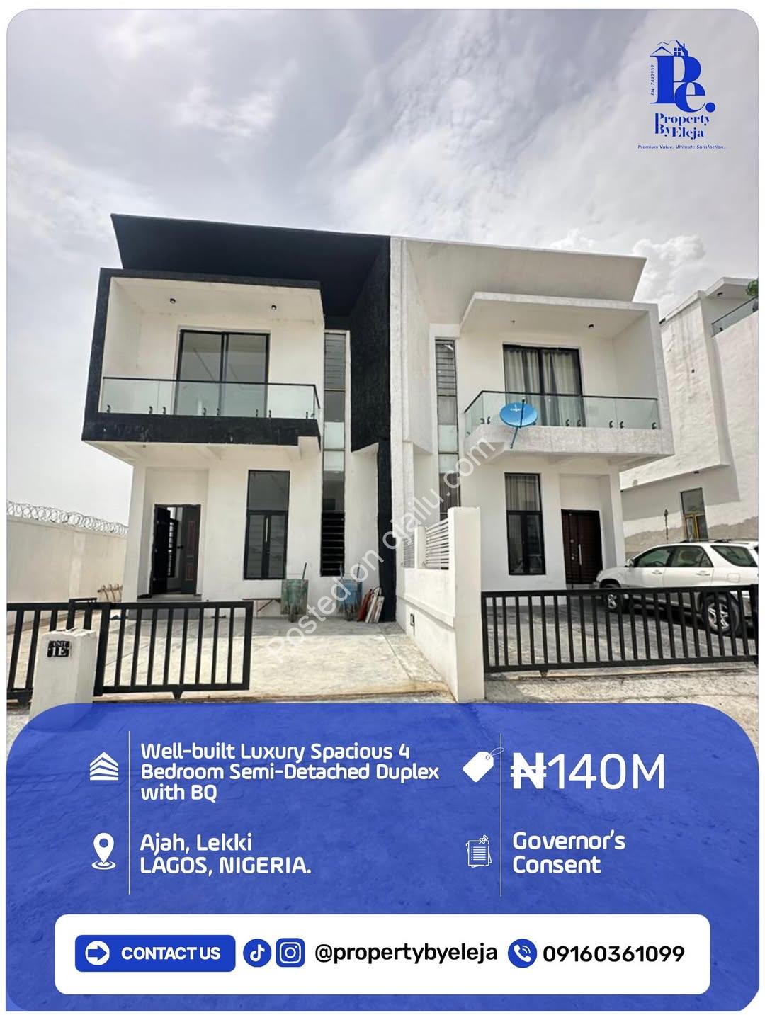 Lekki’s Ultimate Smart Home: 4-Bed Duplex with BQ