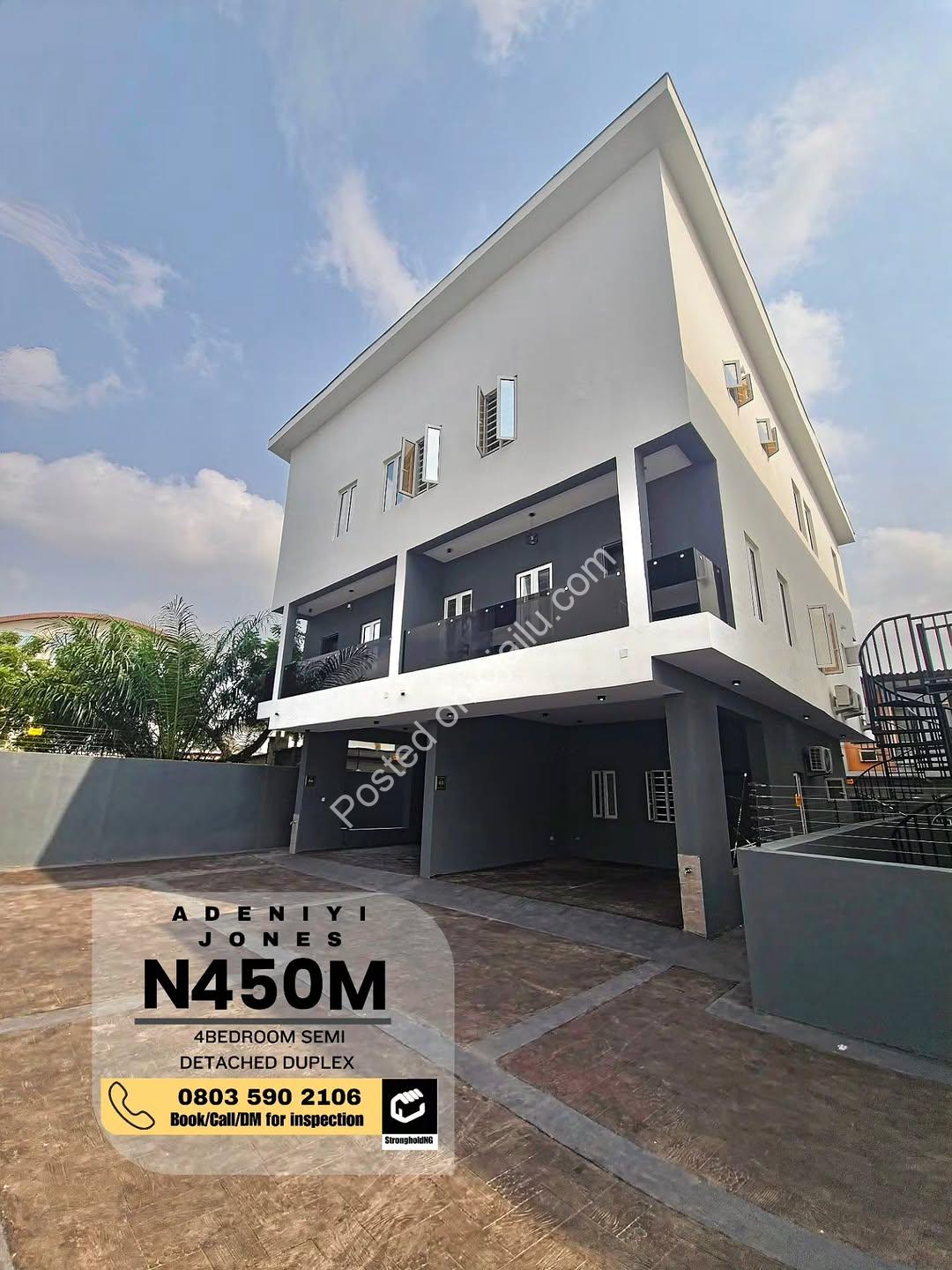 Elegant 4-Bed Semi-Detached with Spacious BQ in Adeniyi Jones