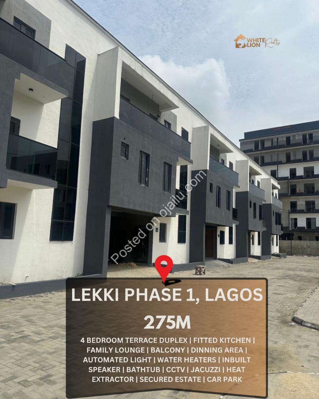 Lekki’s Finest: 4-Bed Terrace Duplex with Jacuzzi & C of O