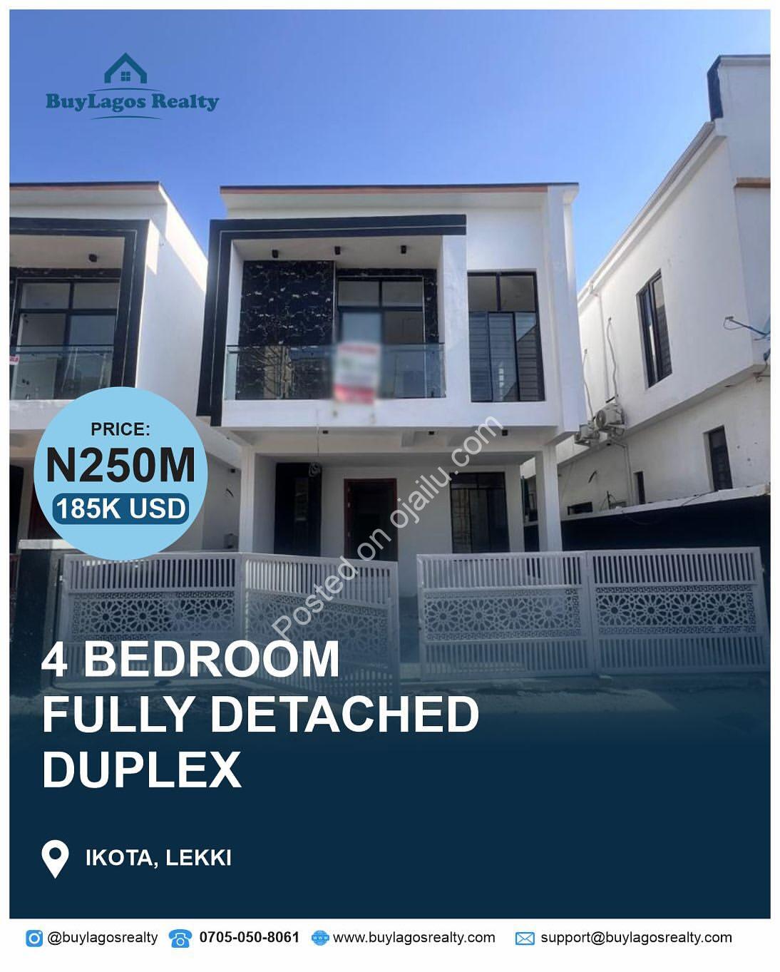 Spacious 4-Bedroom Duplex in Prime Ikota, Lekki