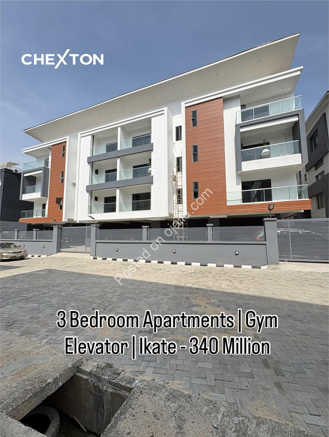 Elevator Luxury: 3BR Ikate Haven with Gym & Consent