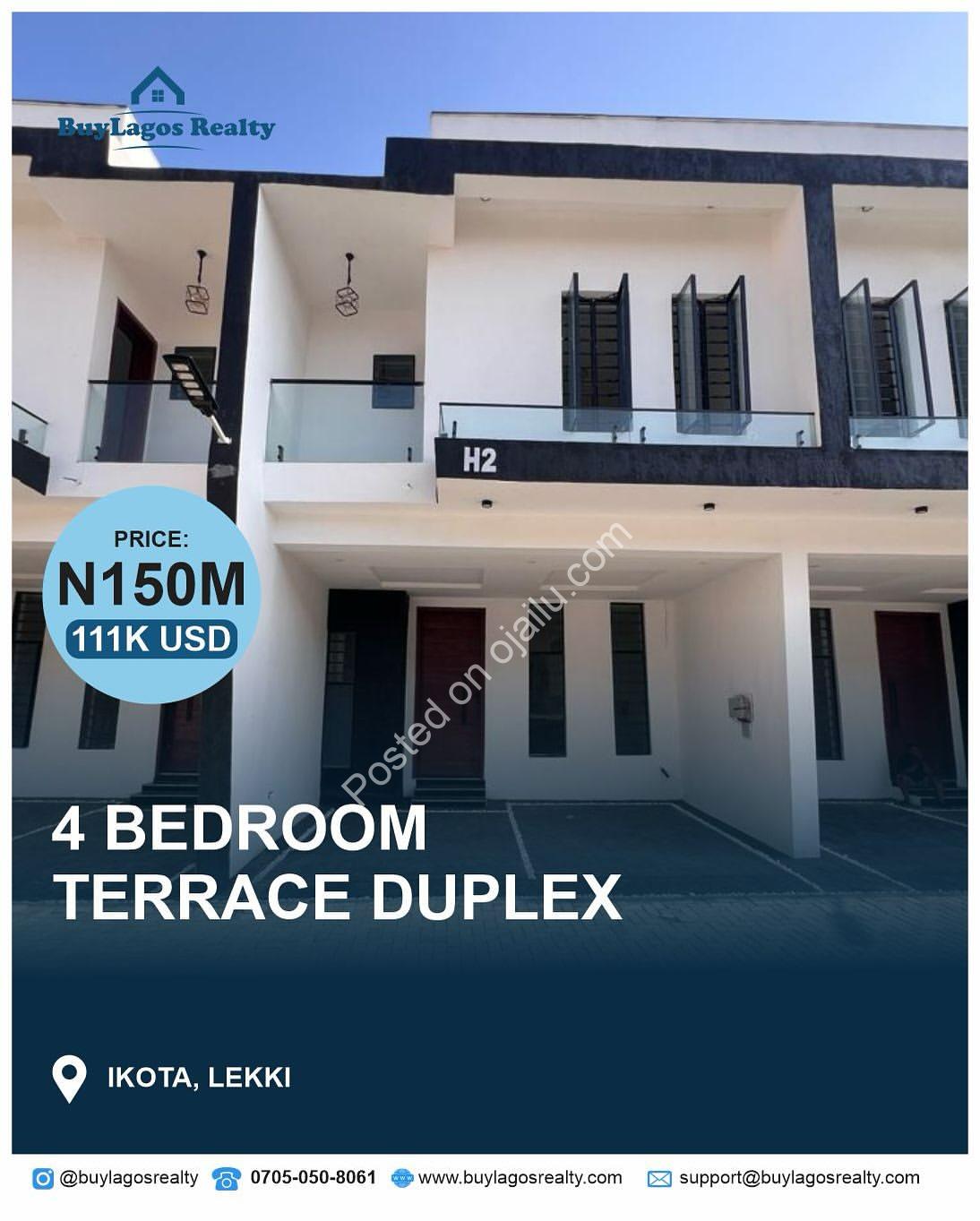 Spacious 4-Bedroom Terrace Duplex in Prime Ikota