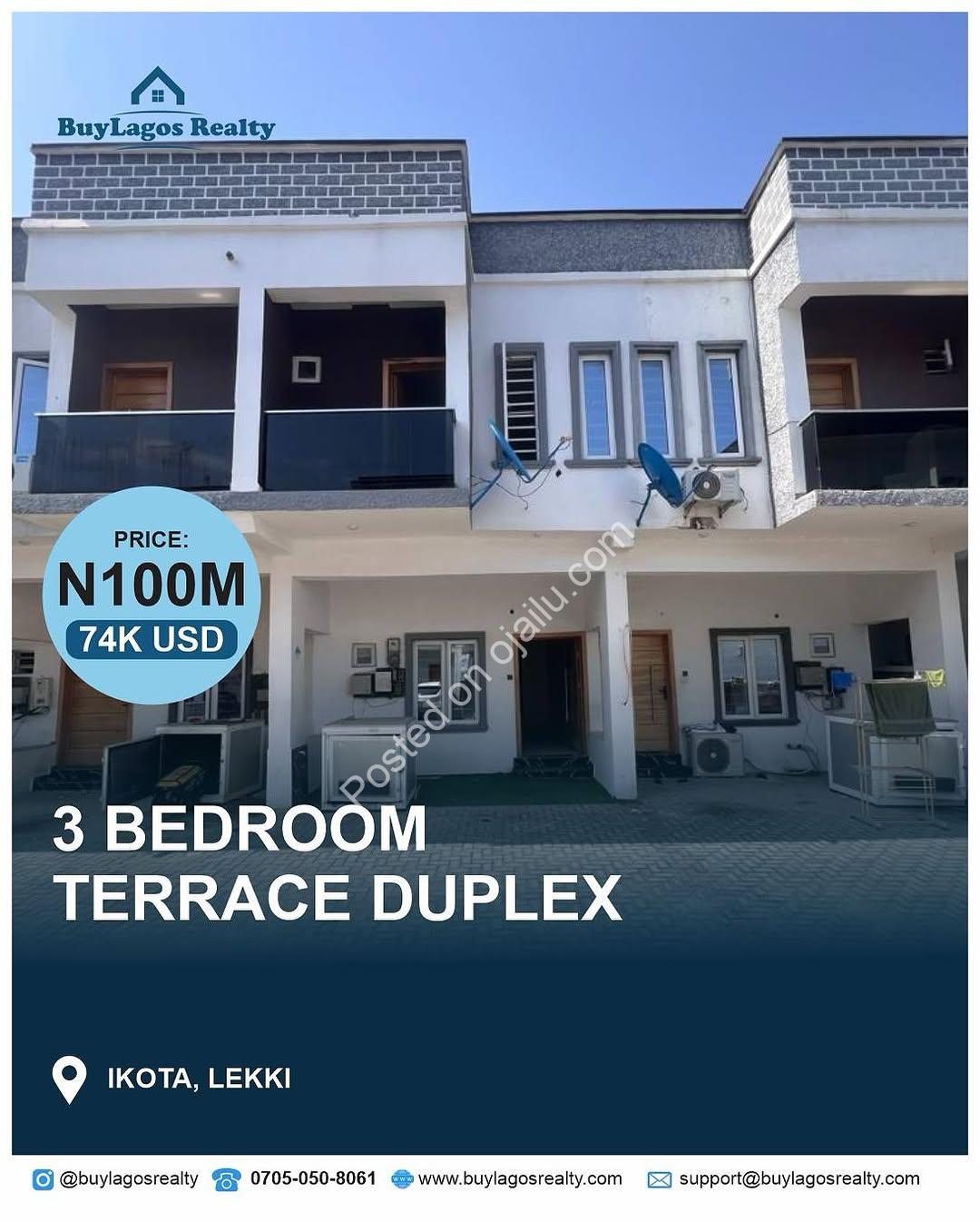 Ikota Gem: 3-Bed Terrace Duplex with En-Suite Luxury
