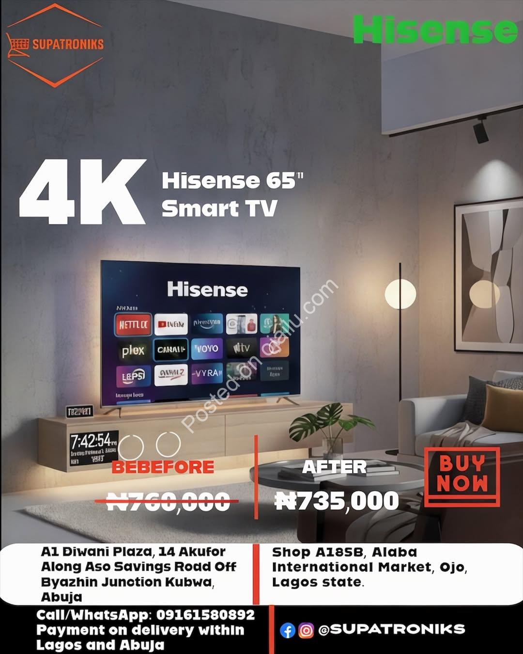 Ultimate Home Cinema: Hisense 65″ 4K Smart TV