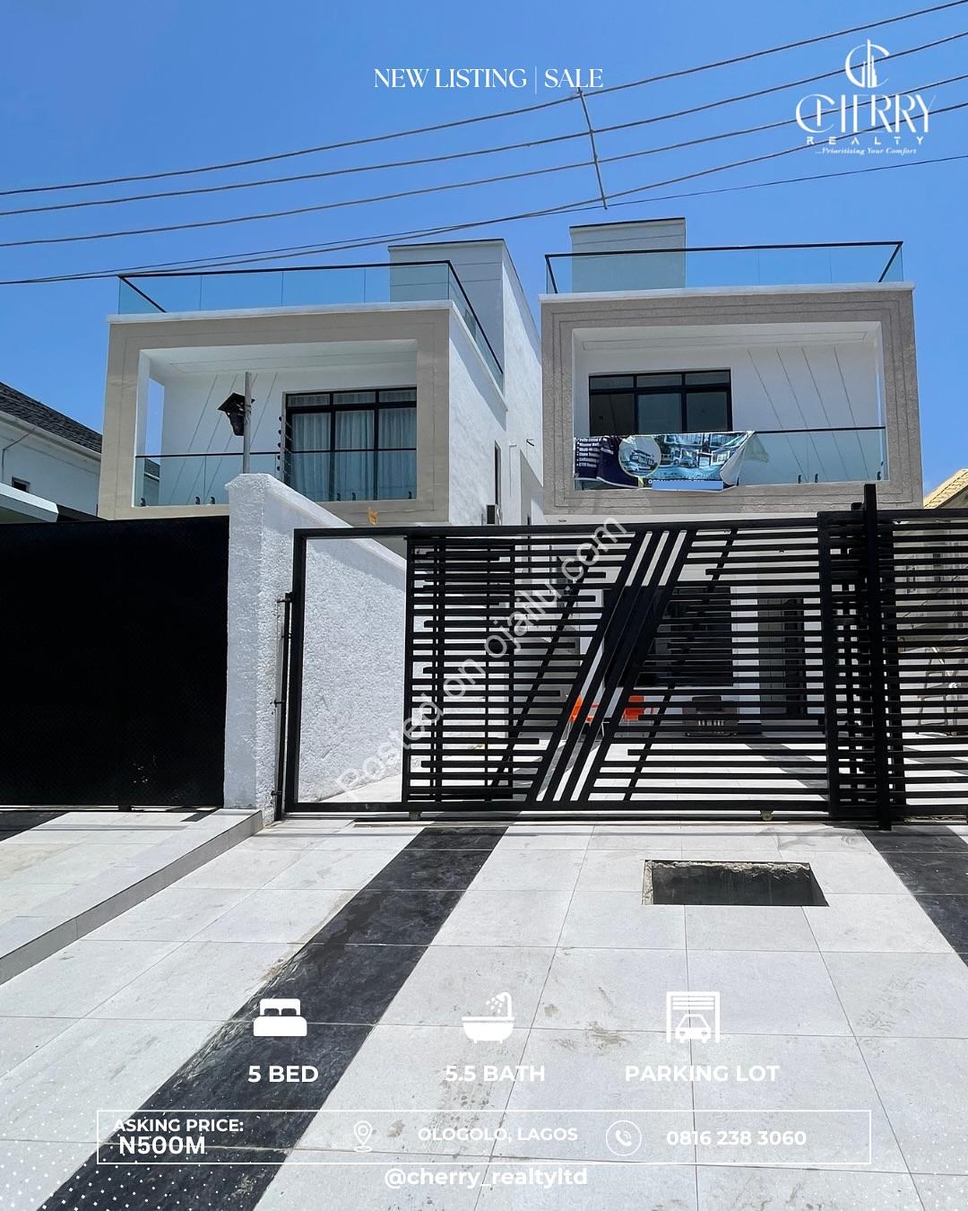 5-Bed Ologolo Duplex: Rooftop Terrace & Gym