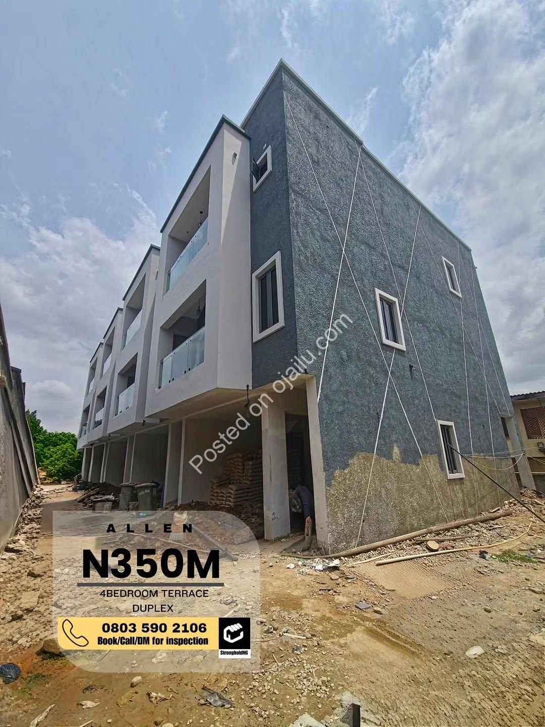 Spacious 4-Bed Terrace Duplex with BQ in Secure Ikeja