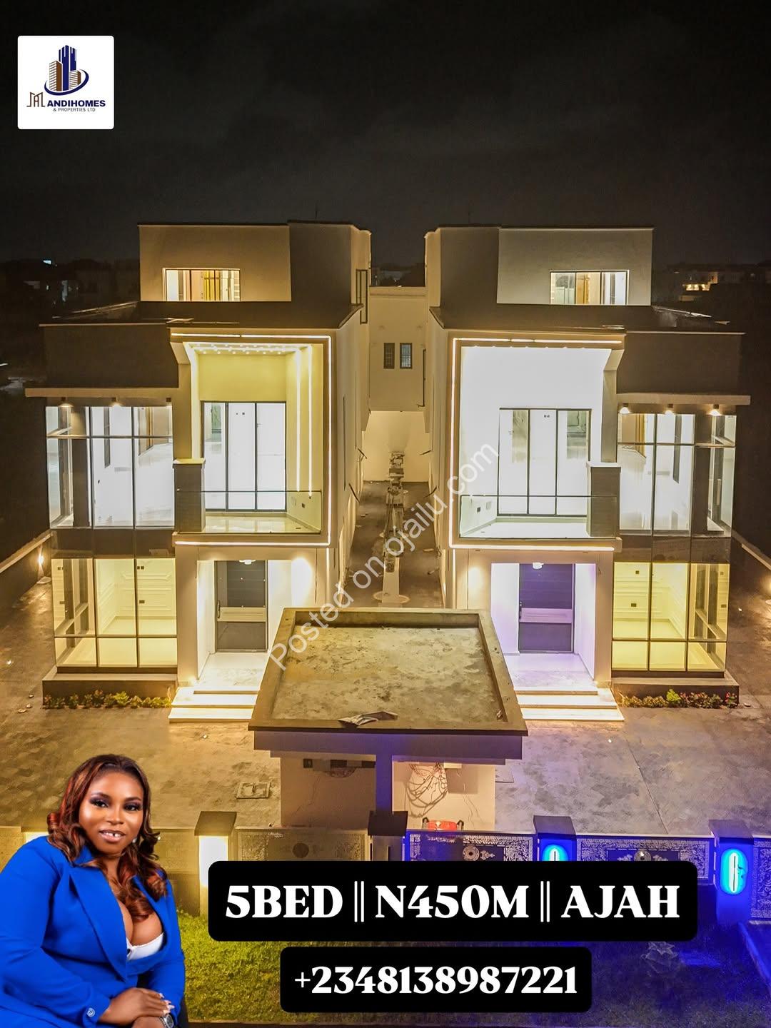 Exquisite 5-Bedroom Haven in Ajah’s Royal Garden Estate