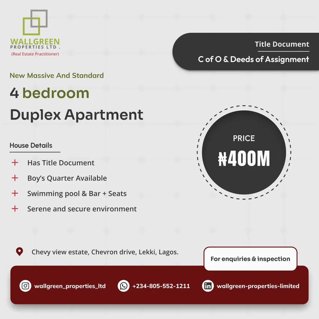 Serene Chevy View Estate Duplex with Pool & BQ