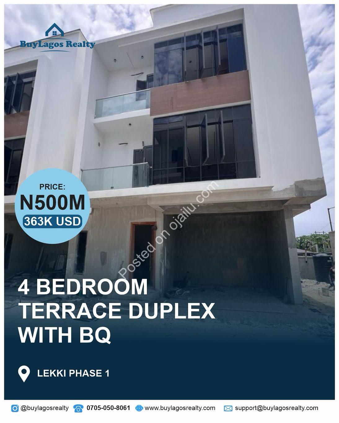 Lekki Phase 1 Gem: 4-Bed Terrace Duplex with All En-Suites