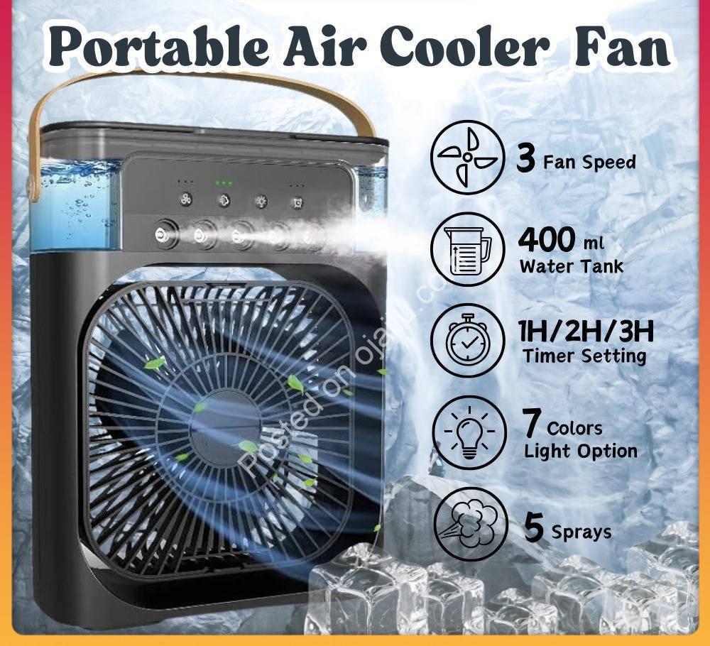 Stay Cool Anywhere: 3-Speed Mist Fan with 5-Spray Comfort