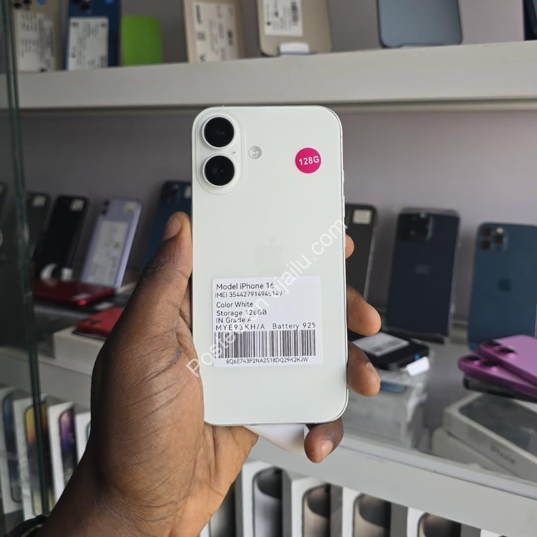 Unlock Premium Power: iPhone 16 128GB White, 92% Battery, Free Pouch & Guard
