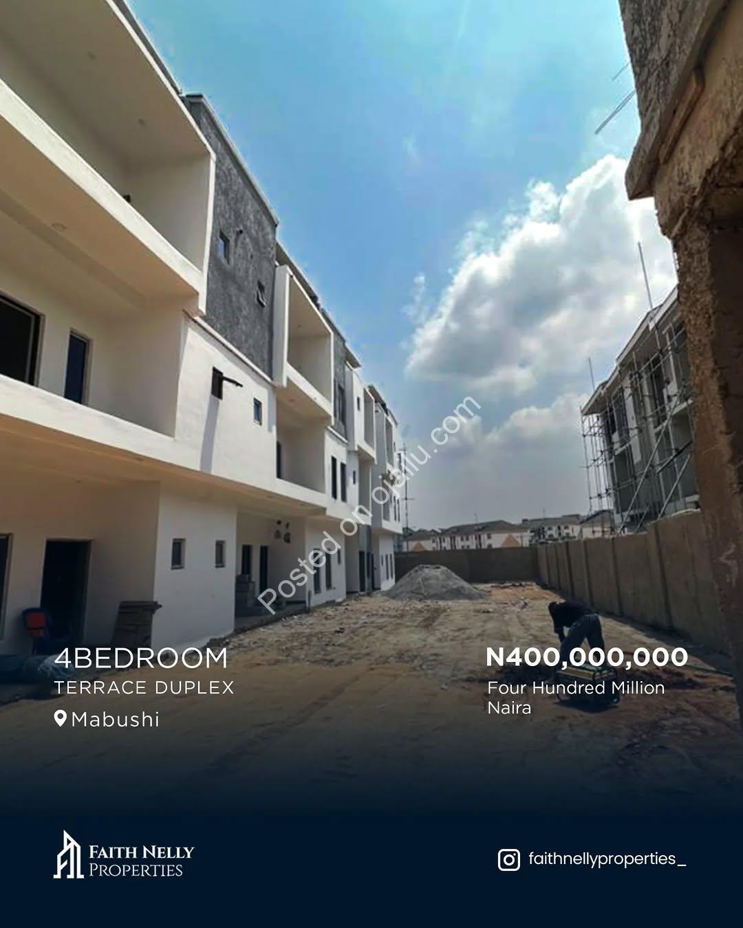 Sleek 4-Bed Terrace Duplex in Serene Mabushi