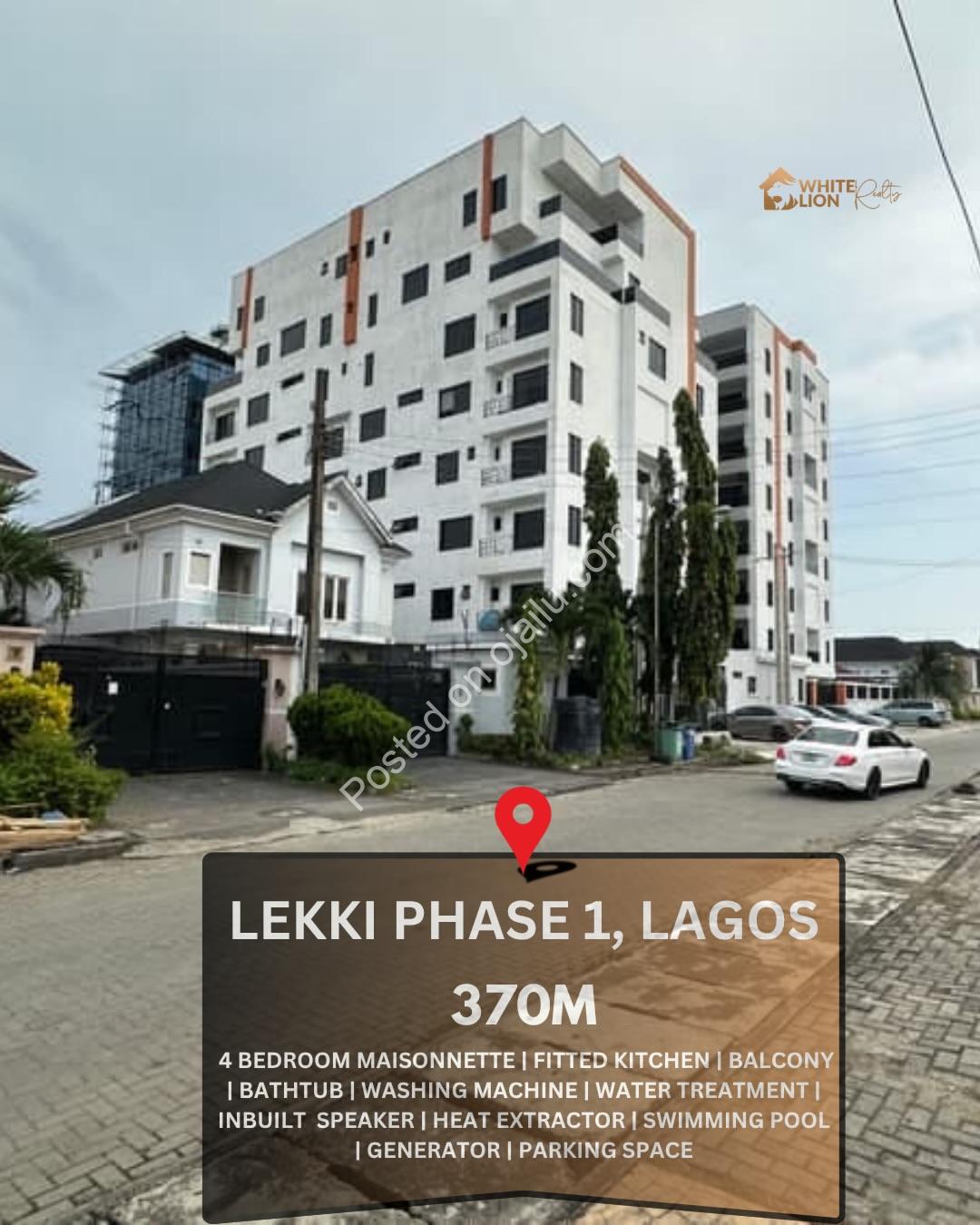 Lekki Phase 1 Oasis: 4-Bed Maisonette with Pool & C of O