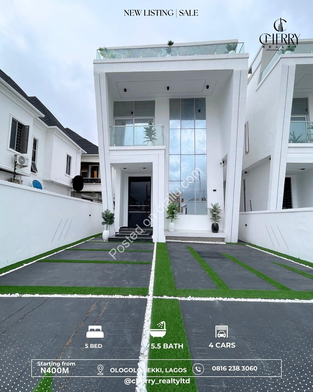Elegant 5-Bed Oasis with Pool & Wine Bar in Lekki