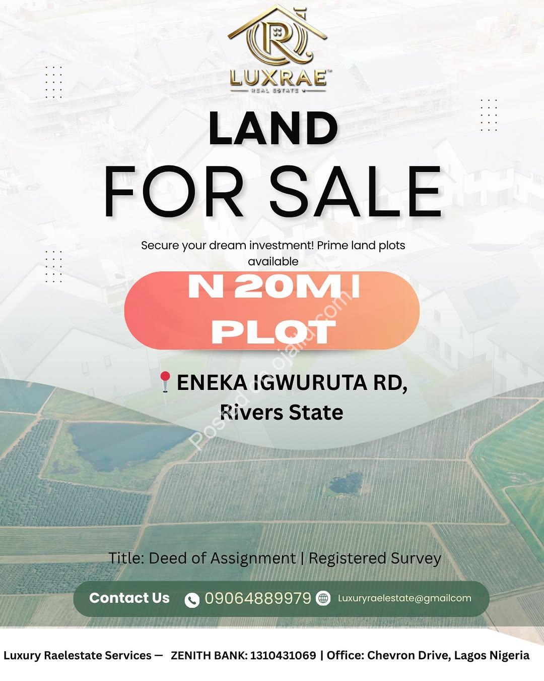 Own Your Dream Plot in Port Harcourt’s Prestigious Corridor