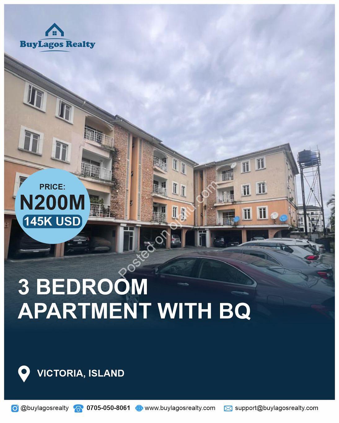 Lekki Phase 1 Gem: 3-Bed Ensuite Apartment with BQ