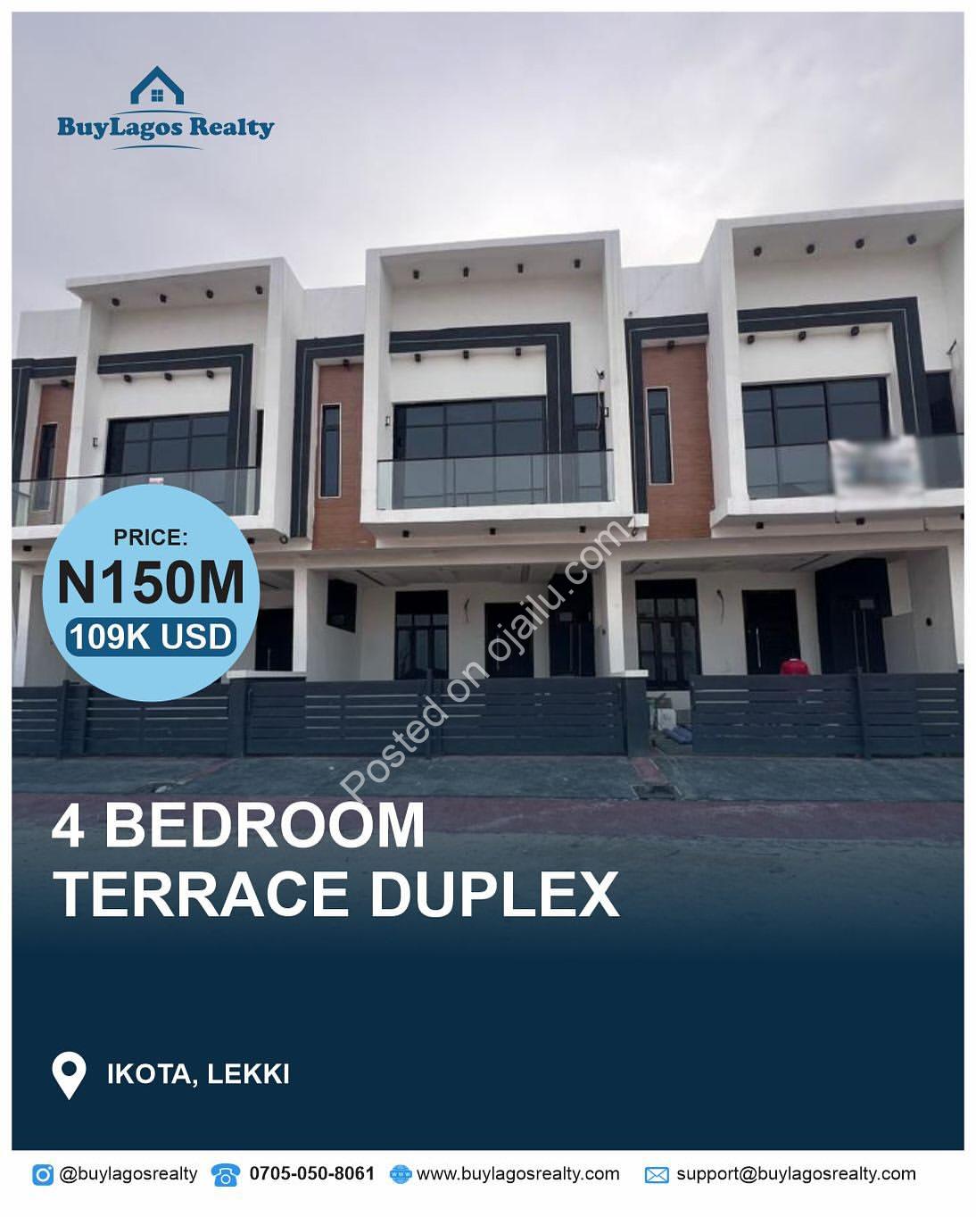 Lekki’s Finest: 4-Bed Ensuite Terrace Duplex