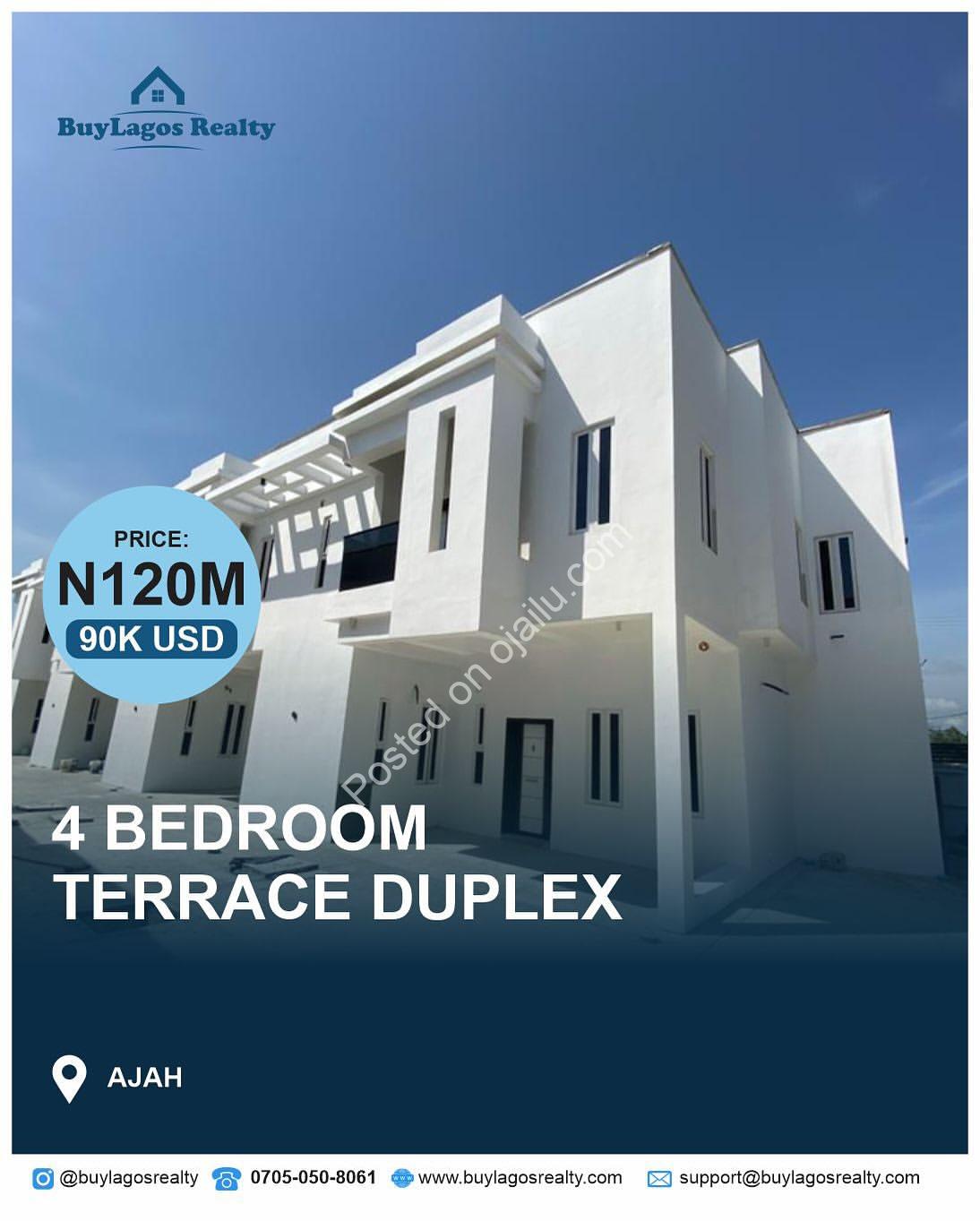 Ajah’s Finest: 4-Bed Terrace Duplex with En-Suite Luxury