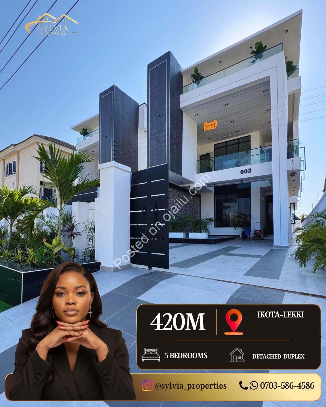 Ikota Dream Home: 5-Bed Pool & Gym Duplex at 420M