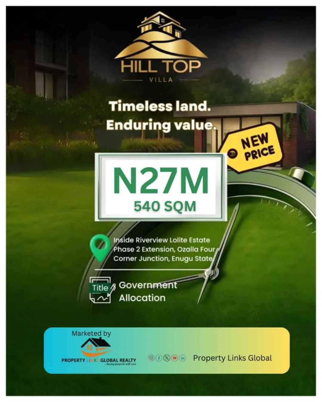 Own Your Dream Hilltop in Enugu – 540sqm