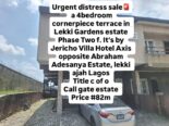 Distressed Price: 4-Bed Corner Terrace in Lekki Gardens