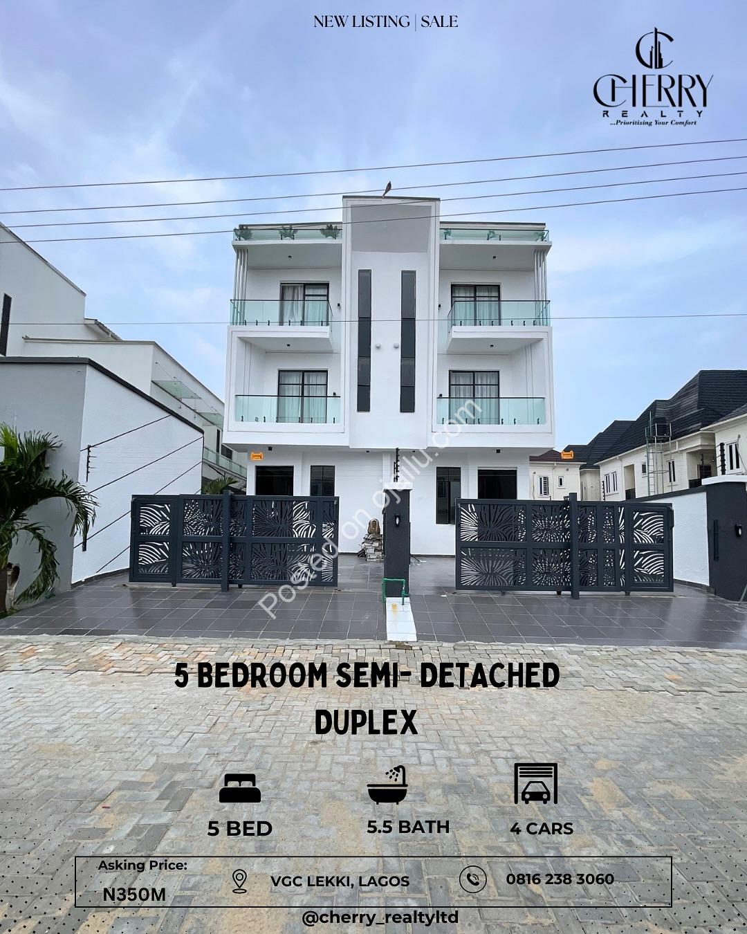 Sun-Soaked 5-Bed Duplex in VGC – N350M