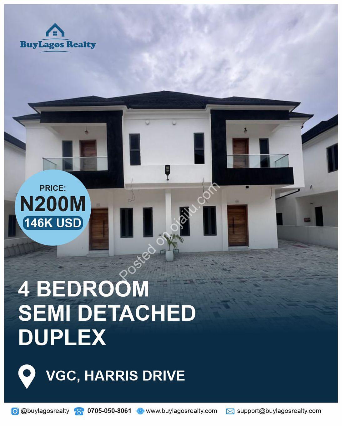 Sleek 4BR Semi-Detached Duplex in VGC – All En-Suite! #DreamHome