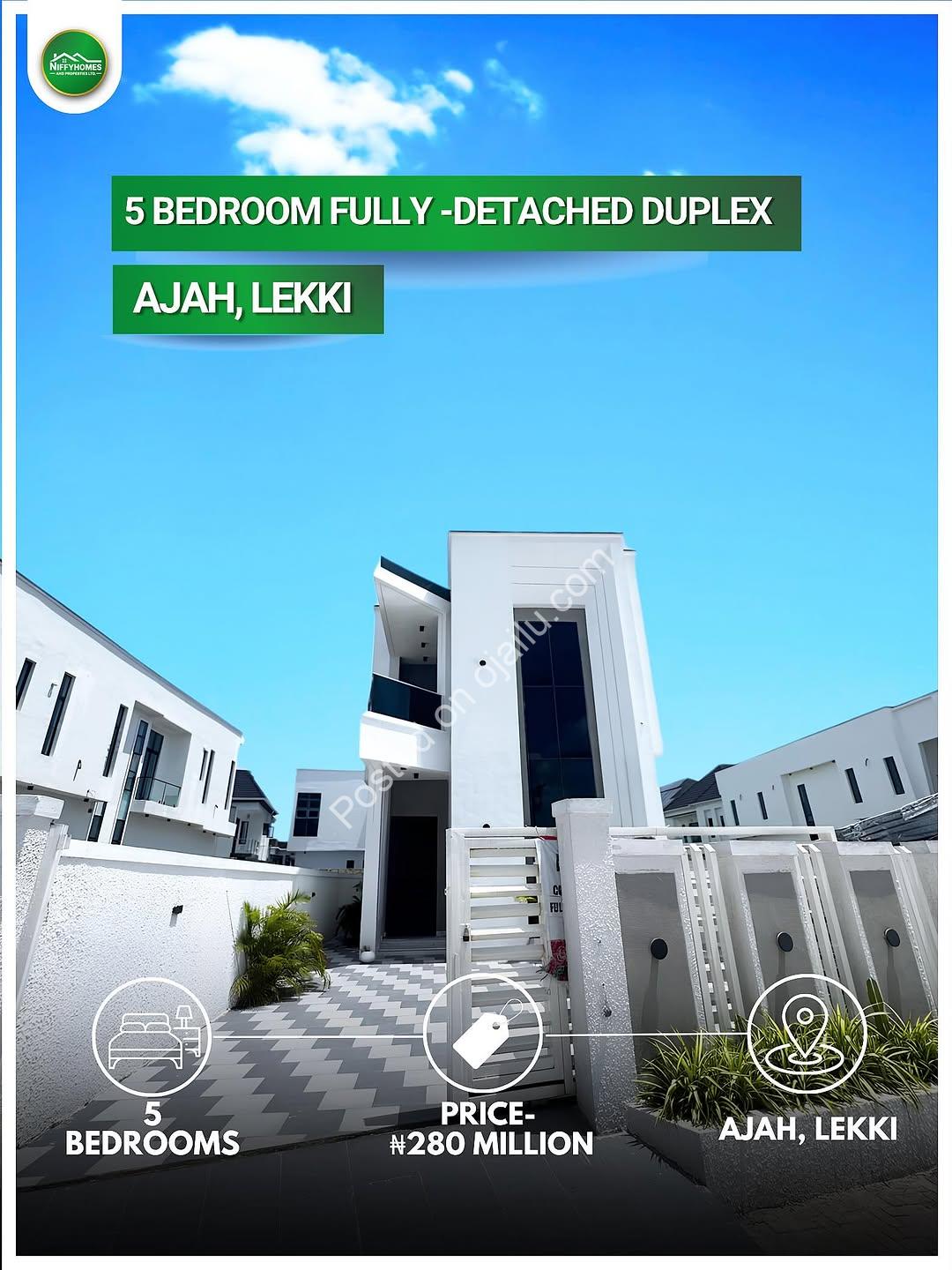5-Bed Duplex in Ajah: Pool & Premium Finishes