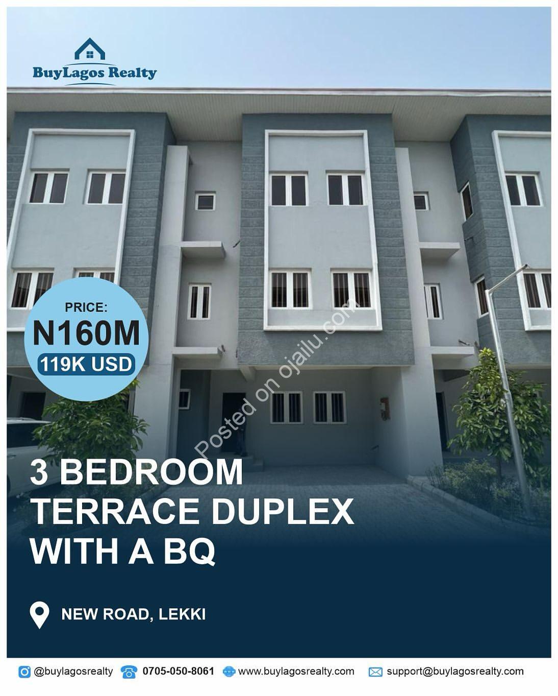 Spacious 3-Bedroom Duplex with BQ in Prime Lekki