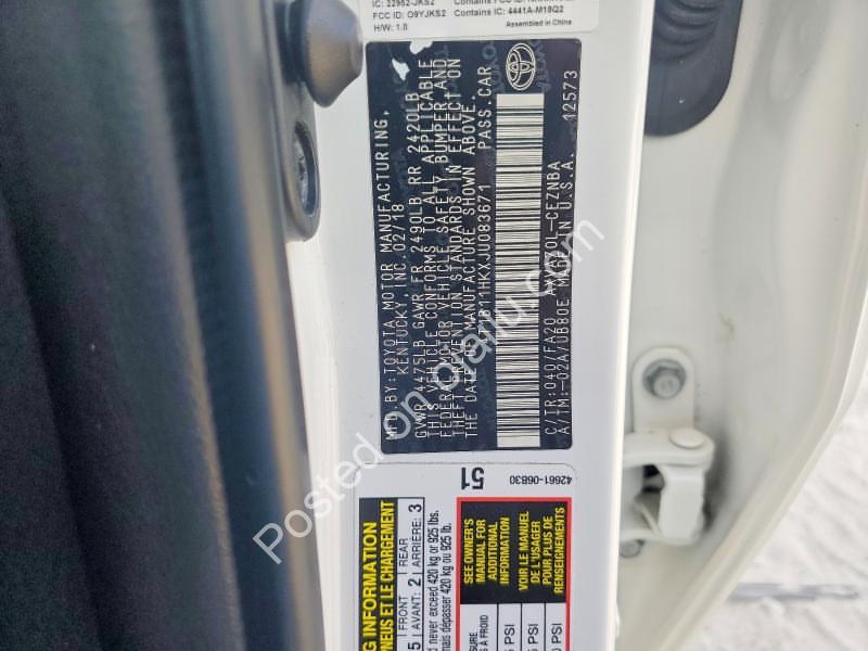 “Pristine Run N’ Drive 2018 Toyota Camry LE – N17M Total!”