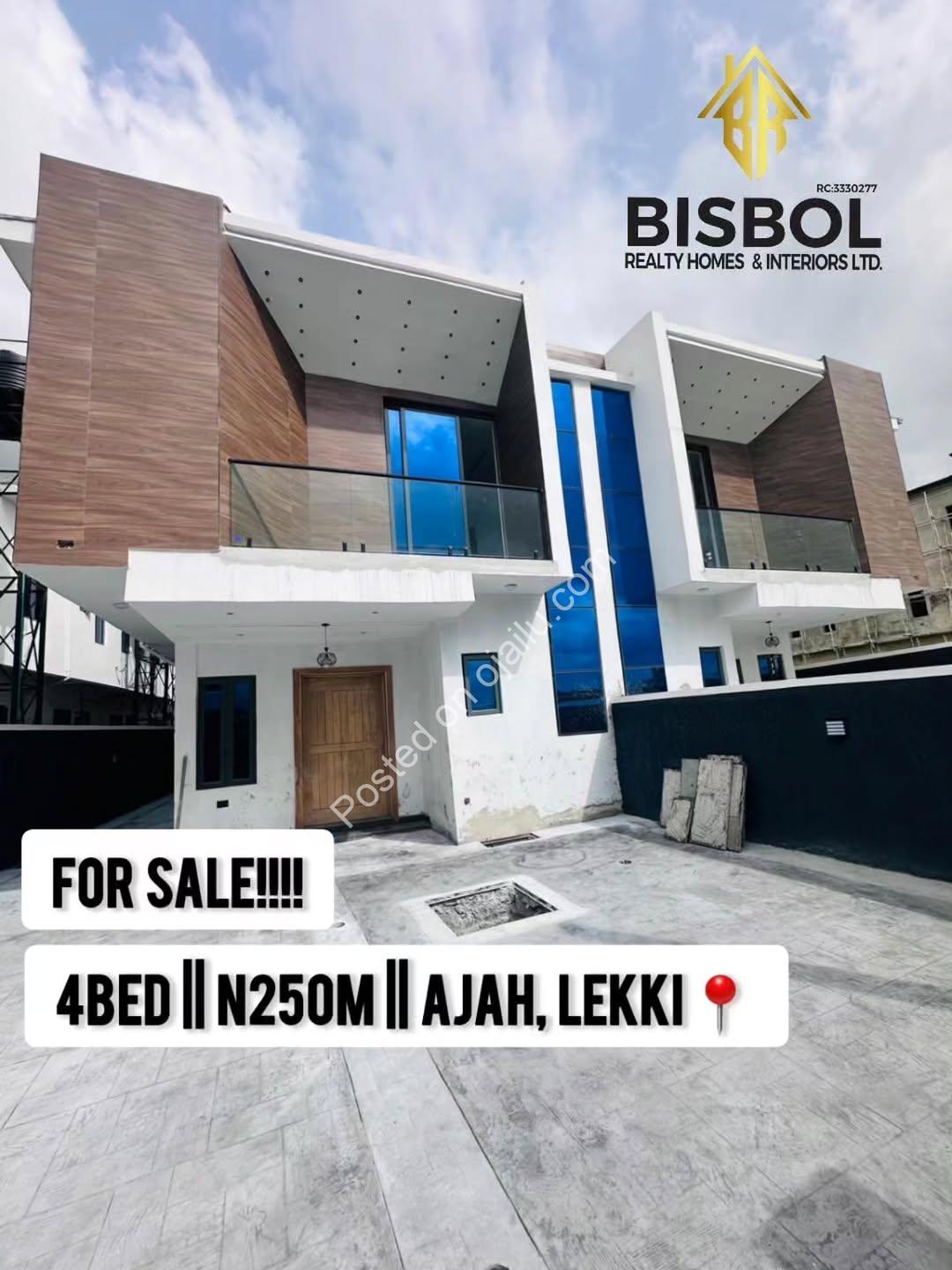 Move-In Ready: 4-Bed Semi-Detached Duplex in Ajah