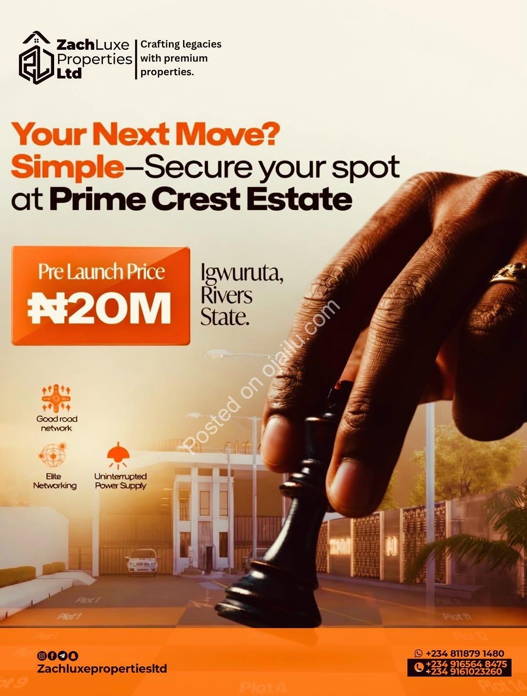 Secure Your Prime Crest Plot in Igwuruta – 3-Month Payment Plan!